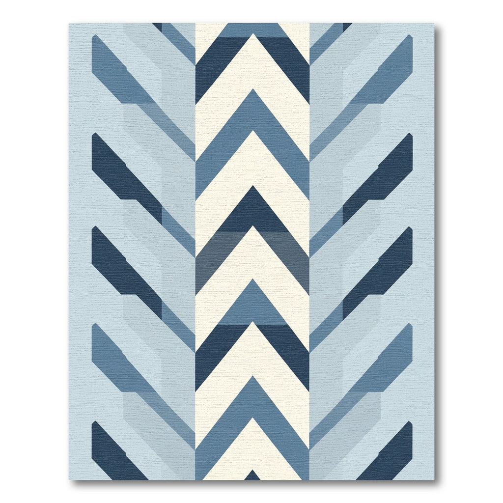 Modern Blue Chevron Block Rug