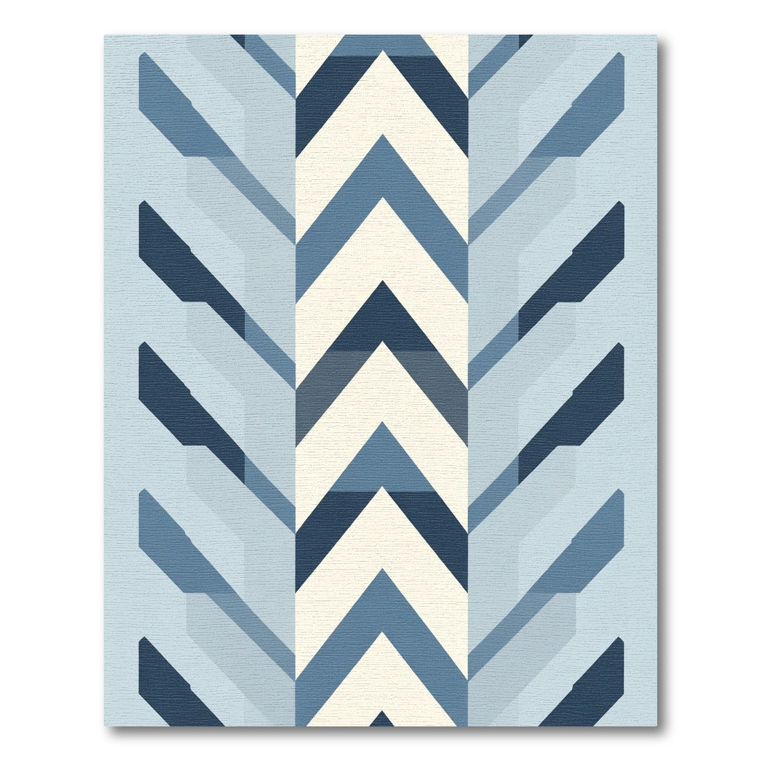 Modern Blue Chevron Block Rug