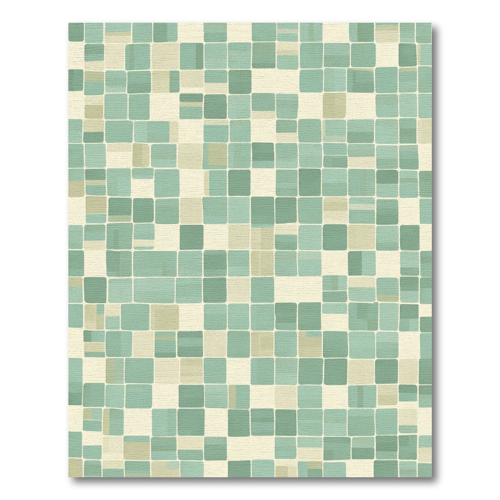 Mint Green Cream Tile Mosaic Rug