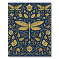 Golden Dragonfly Garden Blue Rug