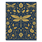 Golden Dragonfly Garden Blue Rug