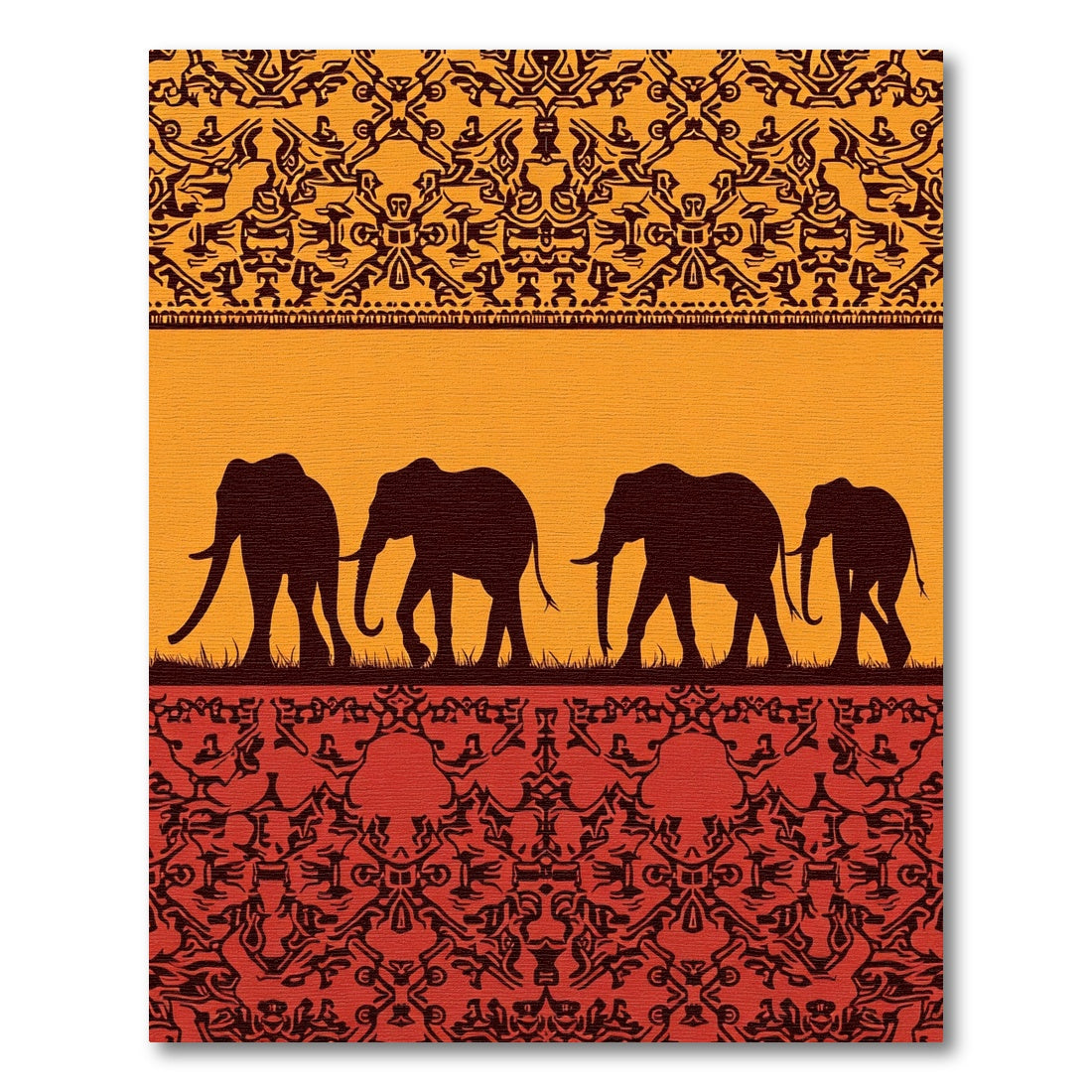 African Sunset Elephant Caravan Rug