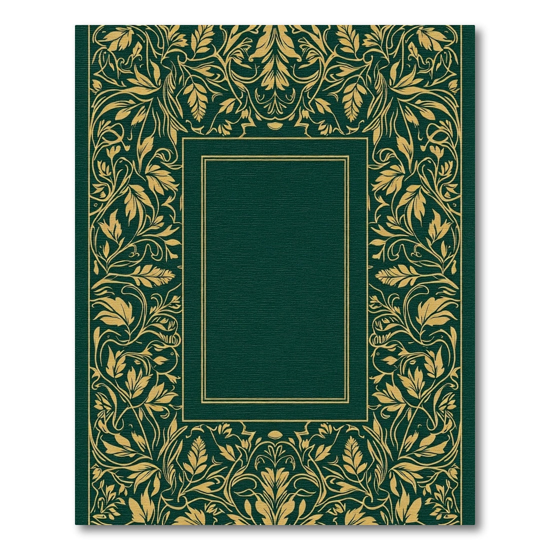 Emerald Green Gold Vine Border Rug