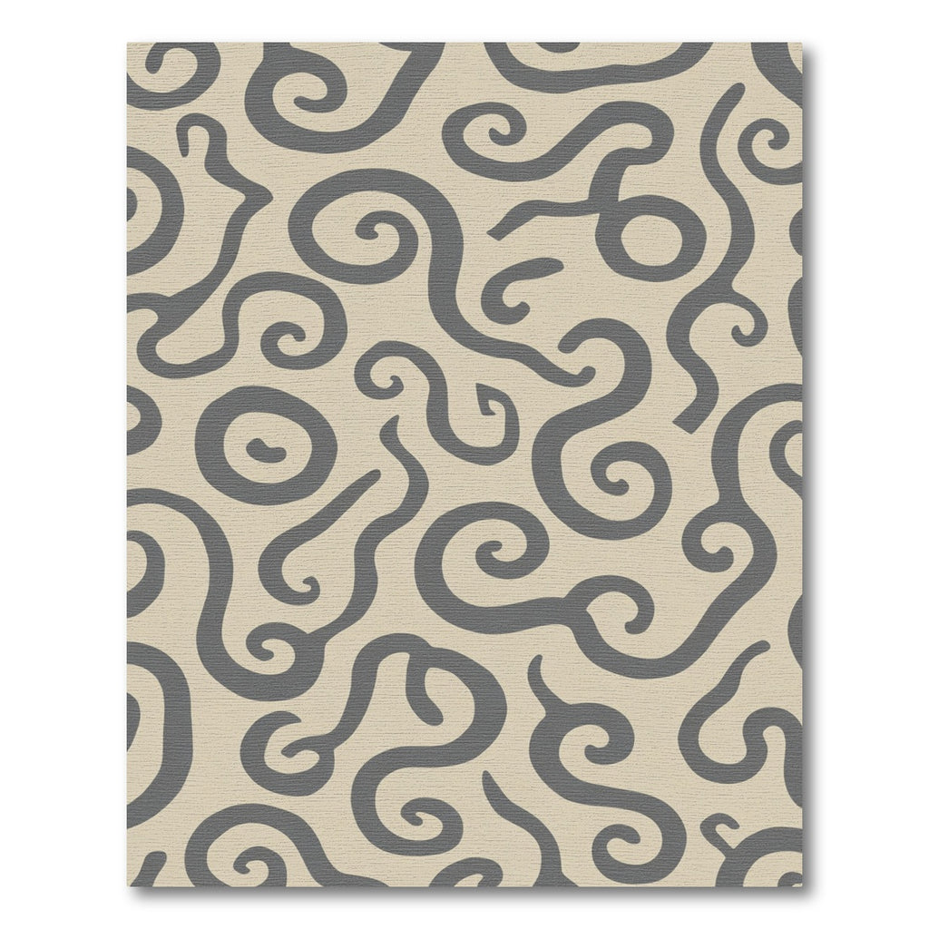 Cream Grey Swirls Organic Pattern Rug