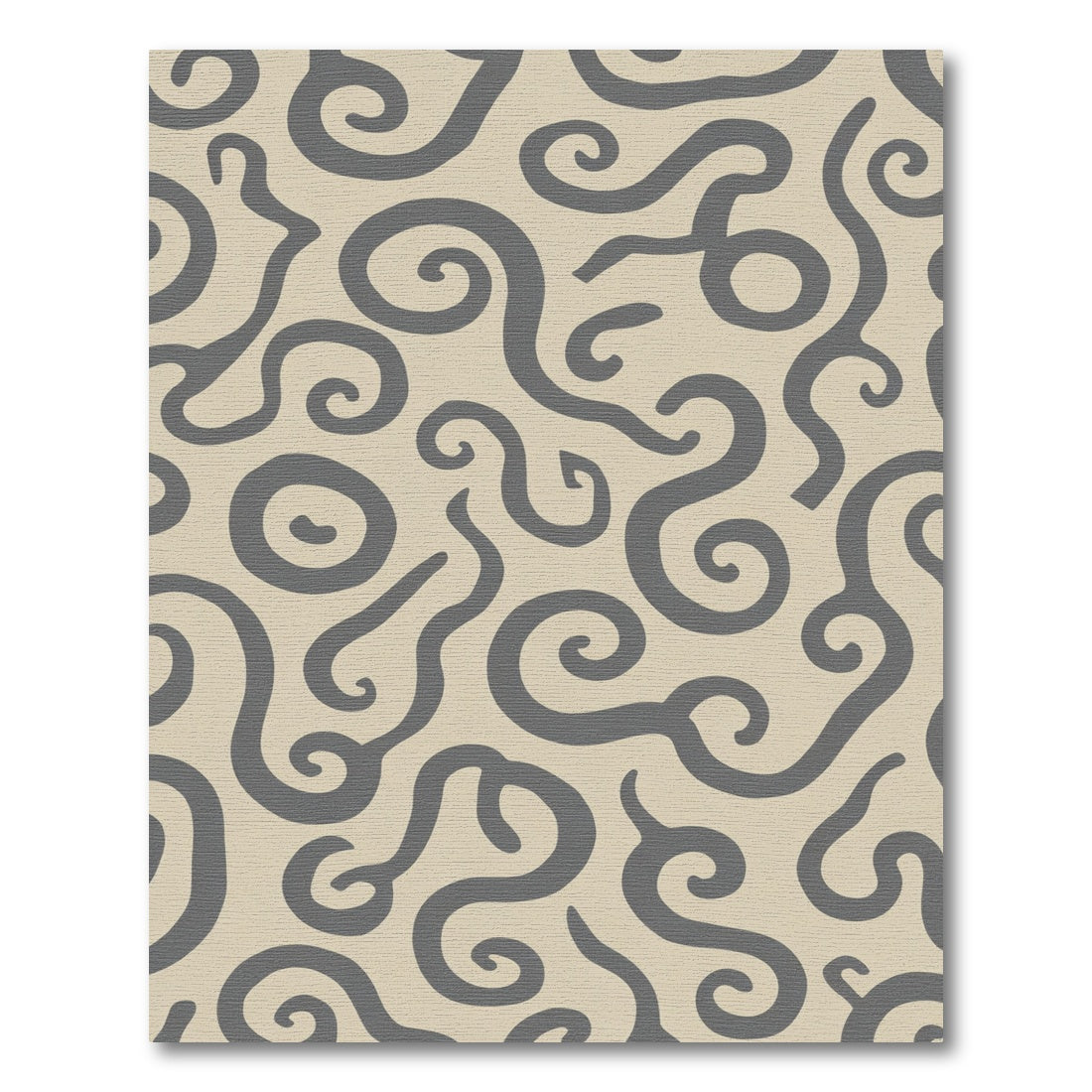 Cream Grey Swirls Organic Pattern Rug