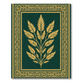 Emerald Golden Leaf Botanical Frame Rug