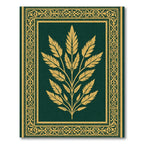 Emerald Golden Leaf Botanical Frame Rug