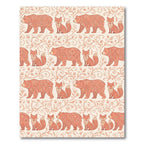 Salmon Folk Art Bear Fox Vine Repeat Rug