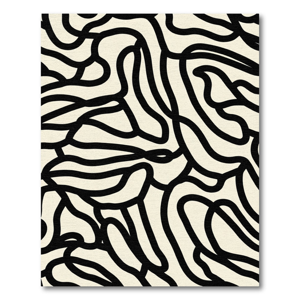 Abstract Black Ivory Organic Flow Rug