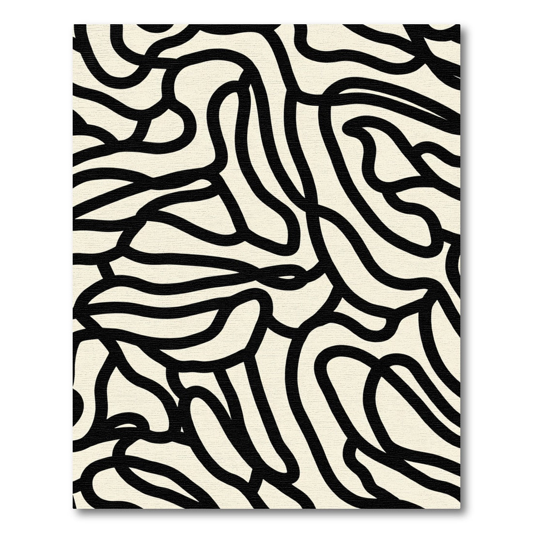Abstract Black Ivory Organic Flow Rug