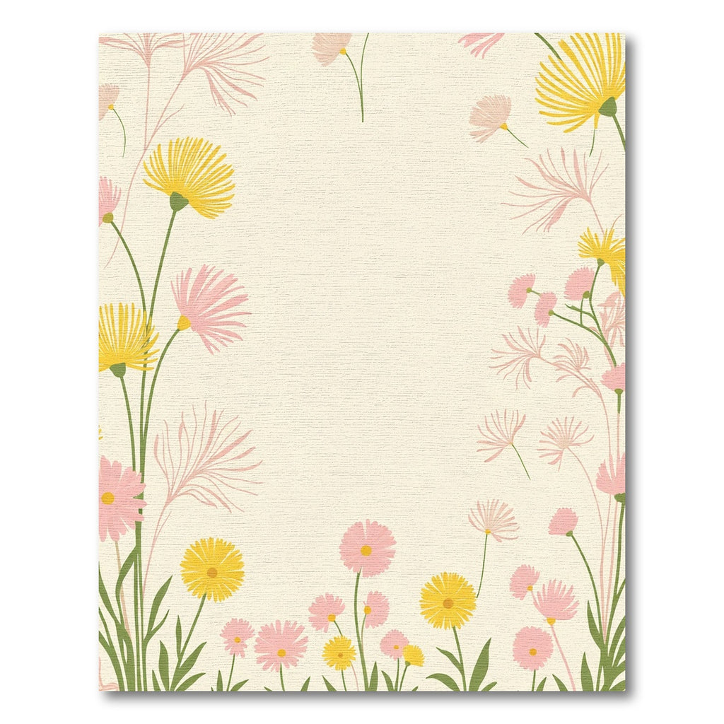 Soft Yellow Pink Floral Garden Rug
