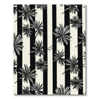 Monochrome Palm Frond Vertical Stripe Rug