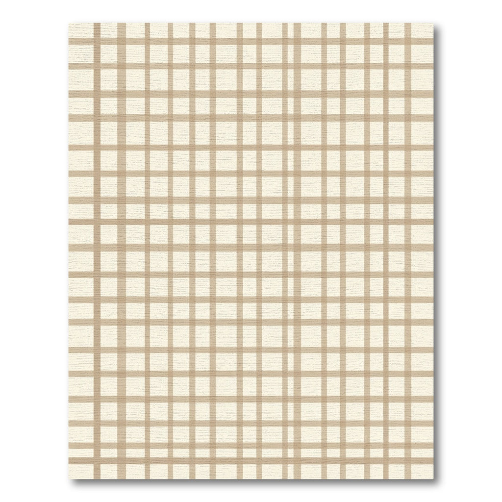 Neutral Tan Plaid Grid Rug