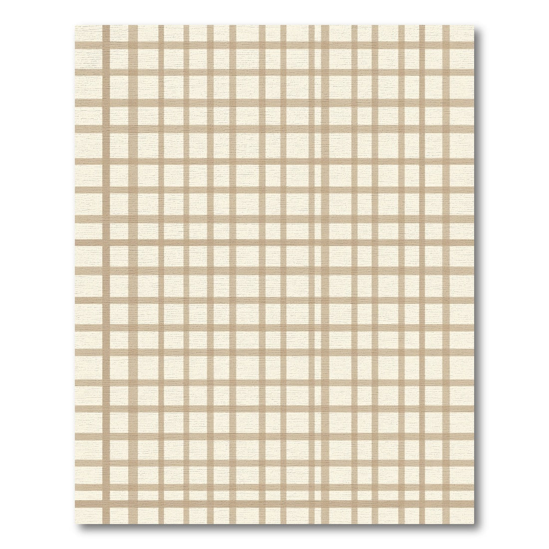 Neutral Tan Plaid Grid Rug