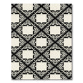Black Cream Geometric Art Deco Square Rug