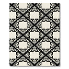 Black Cream Geometric Art Deco Square Rug