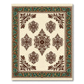 Rich Brown Cream Floral Damask Accents Rug