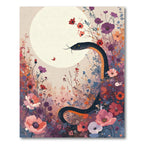 Serene Floral Serpent Sunset Scene Rug