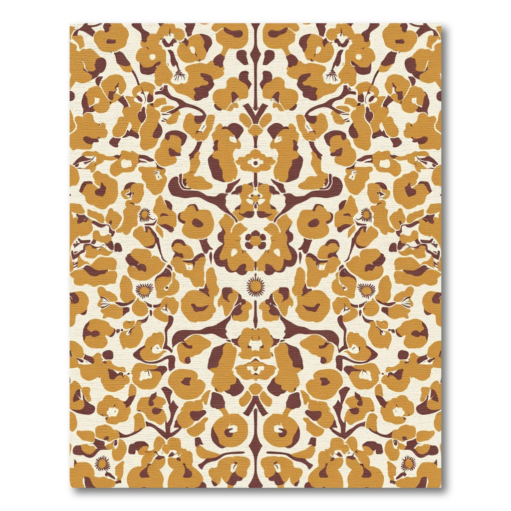 Golden Brown Floral Symmetry Rug