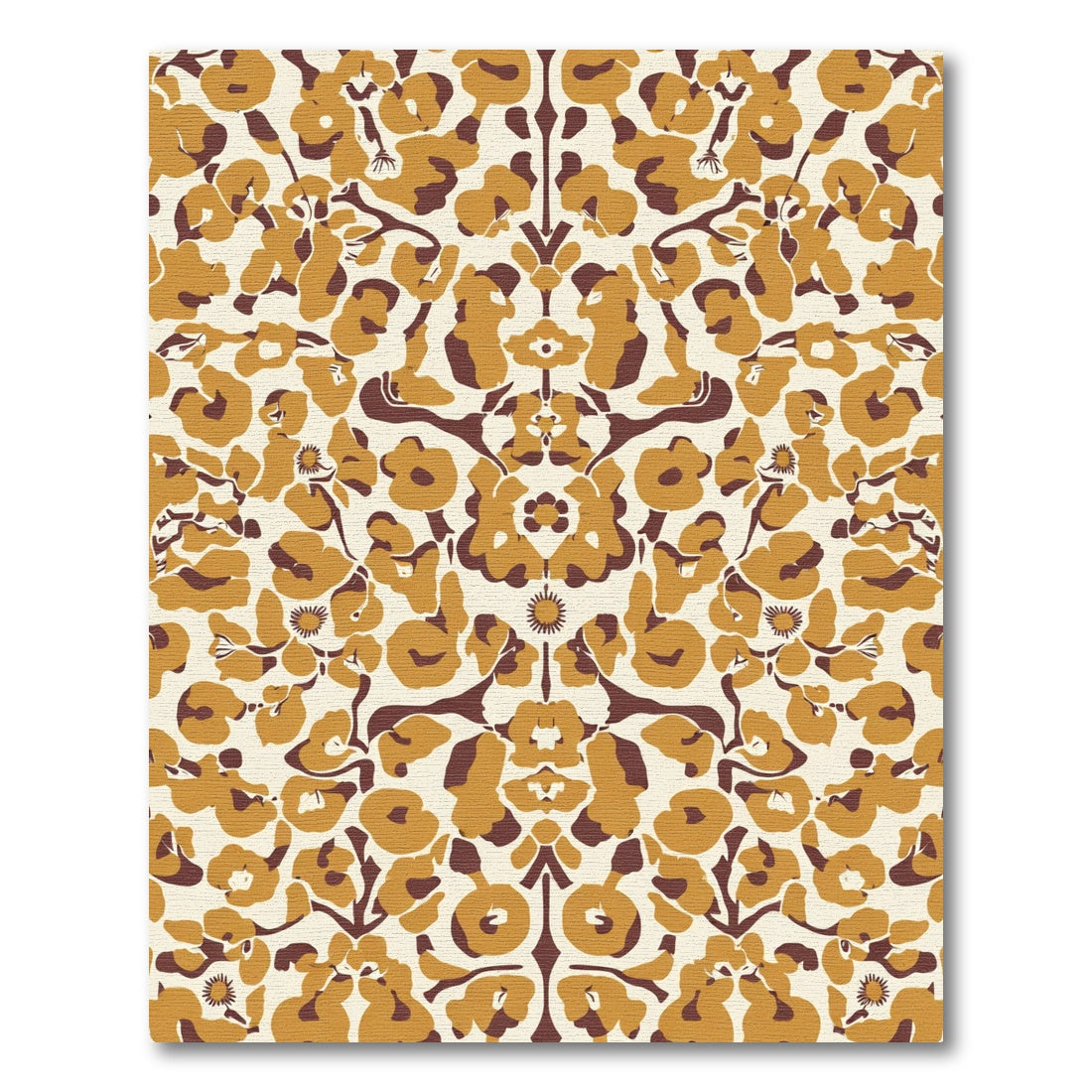 Golden Brown Floral Symmetry Rug