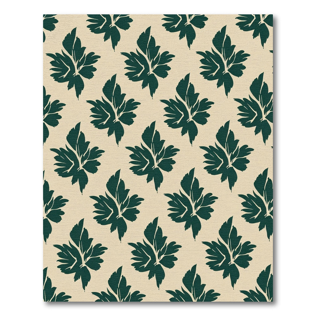 Deep Teal Leaf Pattern Rug