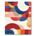 Bold Crimson Blue Geometric Circles Rug