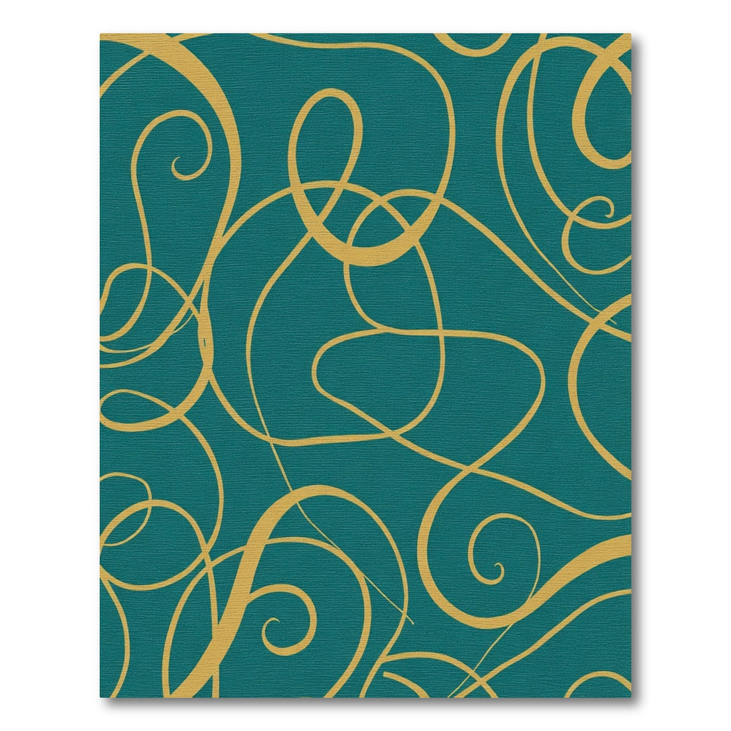 Teal Gold Swirling Lines Rug