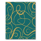 Teal Gold Swirling Lines Rug