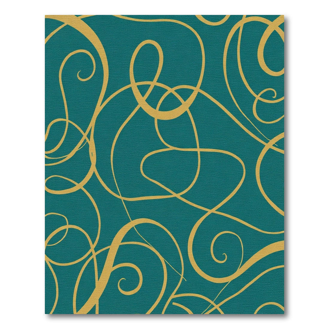 Teal Gold Swirling Lines Rug