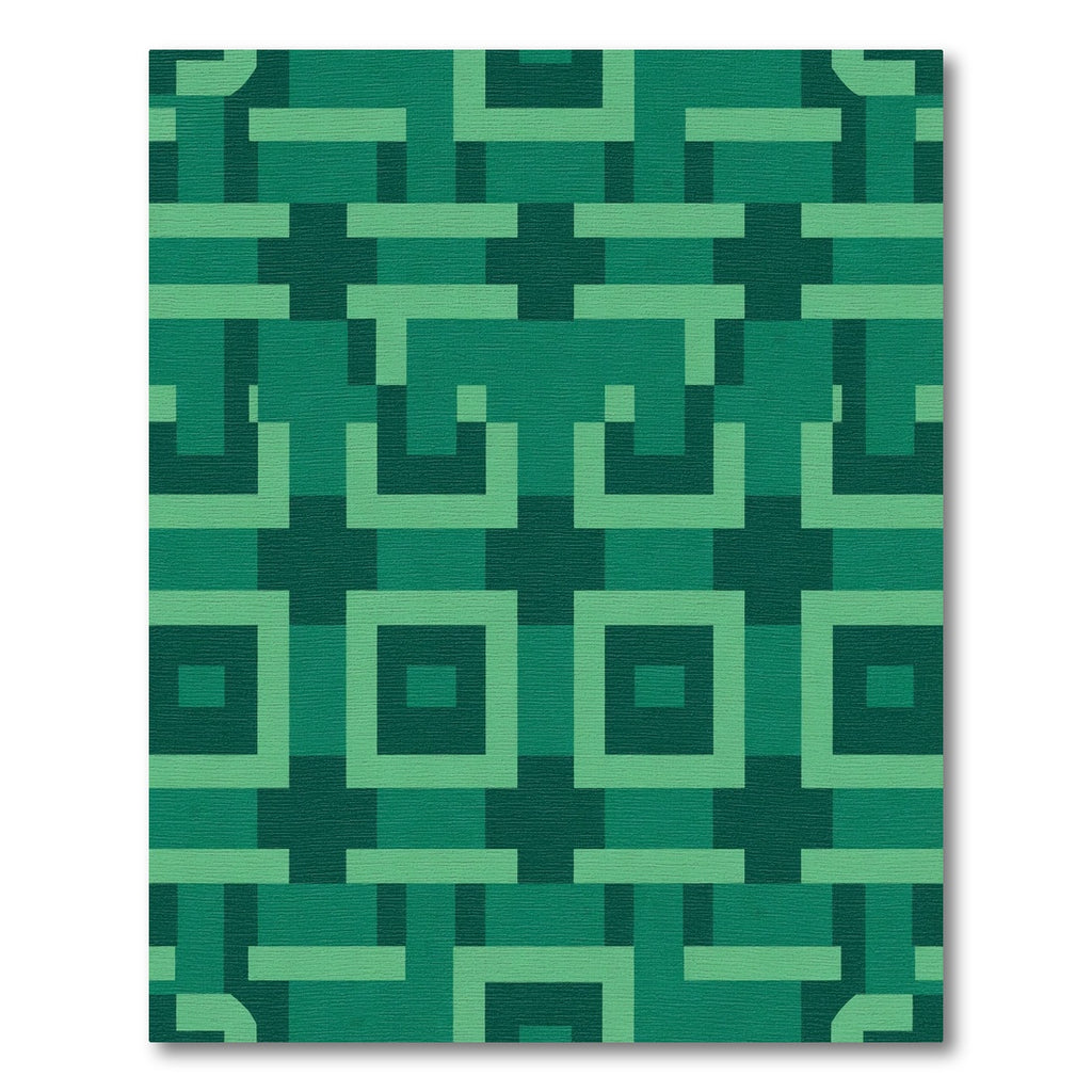 Emerald Green Geometric Square Rug
