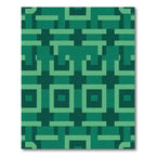 Emerald Green Geometric Square Rug