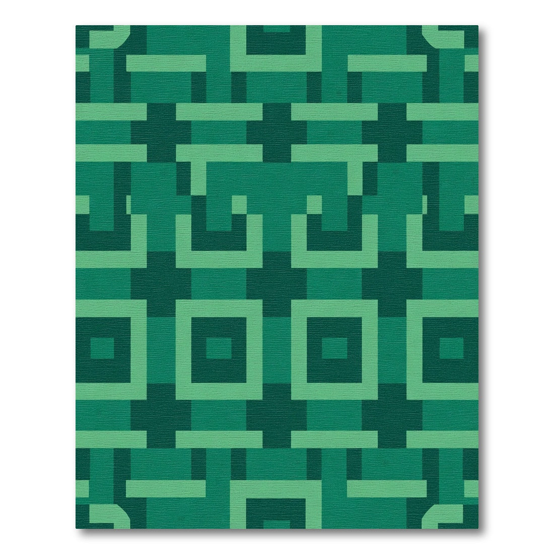 Emerald Green Geometric Square Rug