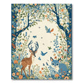 Whimsical Woodland Creatures Floral Painting Rug