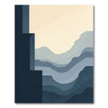 Layered Blue Mountain Landscape Rug