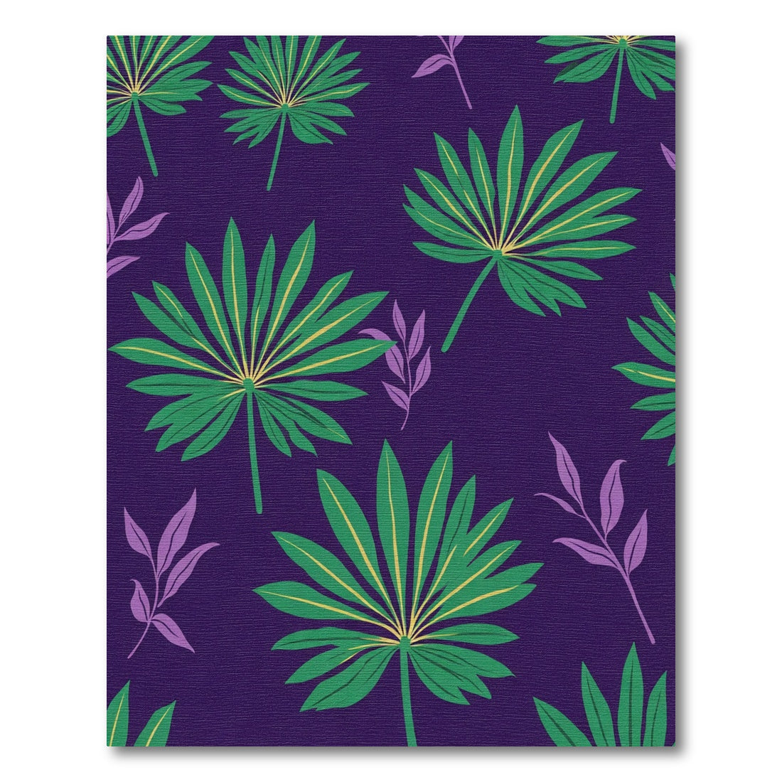 Deep Purple Jungle Palm Leaves Rug