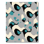 Abstract Teal Black Cream Animal Spotted Rug