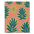 Coral Yellow Teal Leaf Floral Rug