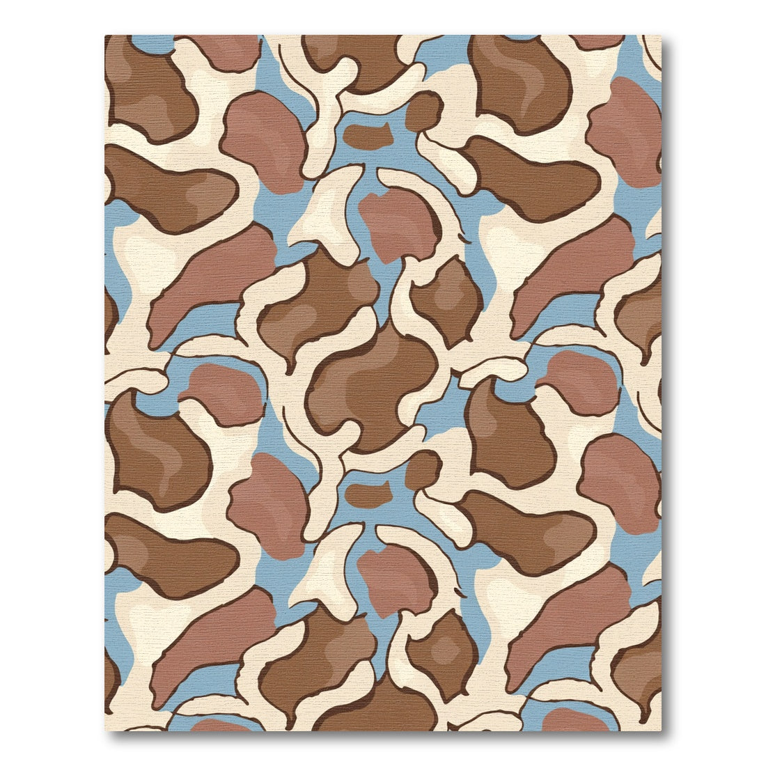 Brown Tan Blue Abstract Camouflage Rug