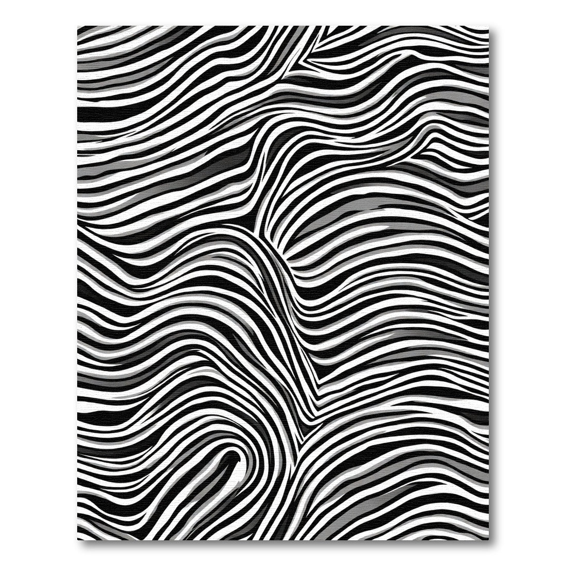Bold Black White Wavy Stripe Rug