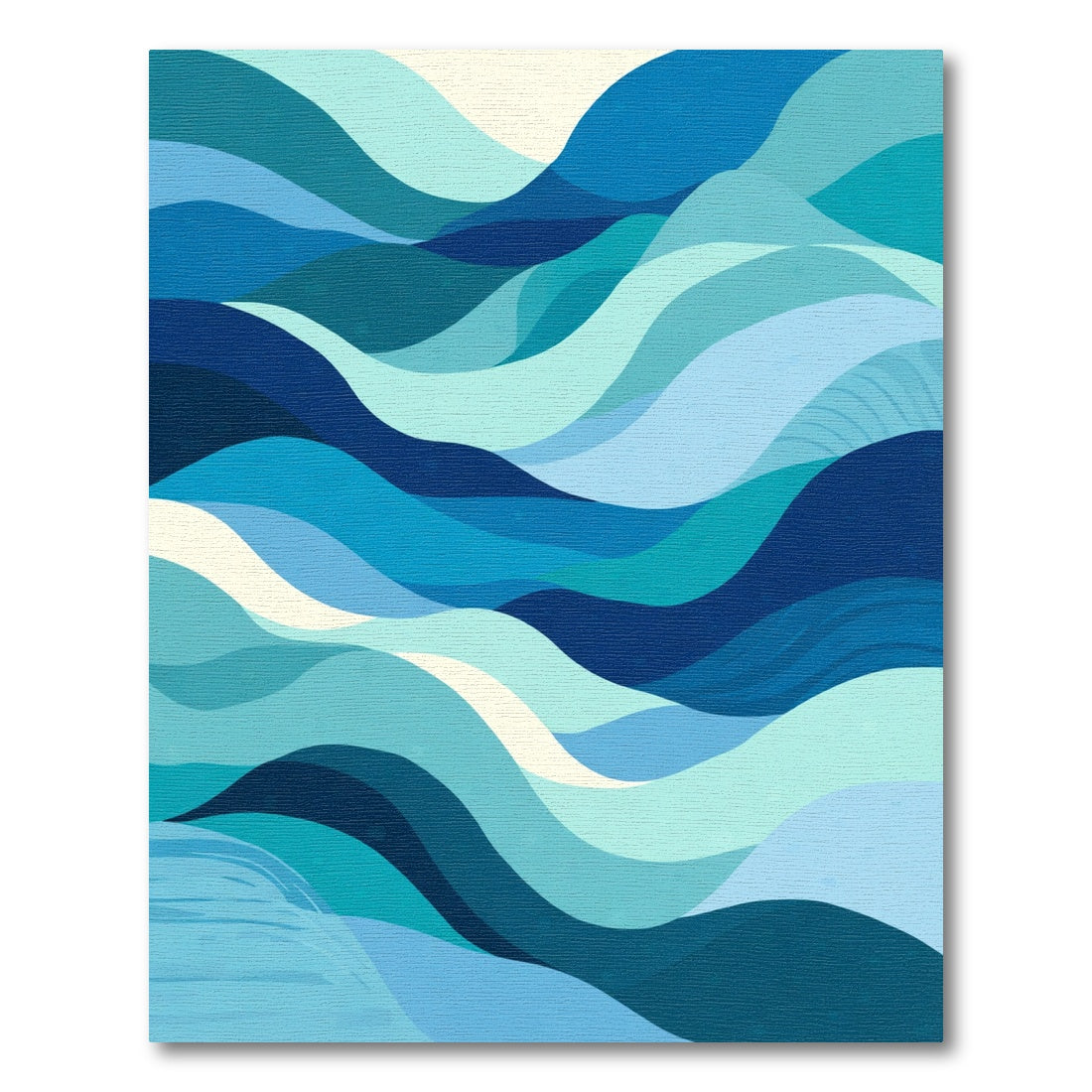 Teal Blue Layered Abstract Waves Rug
