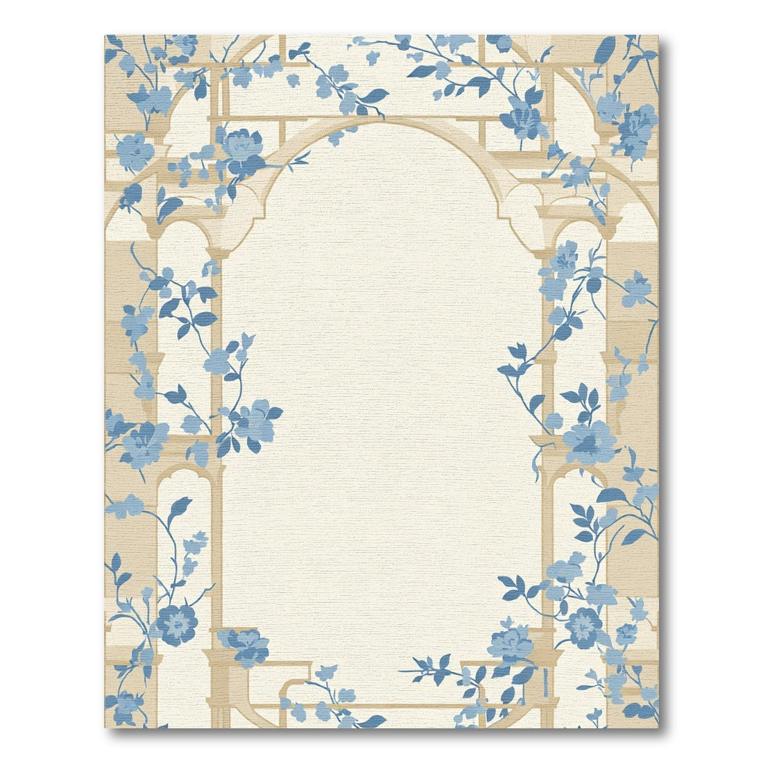 Blue Floral Archway Garden Tapestry Rug