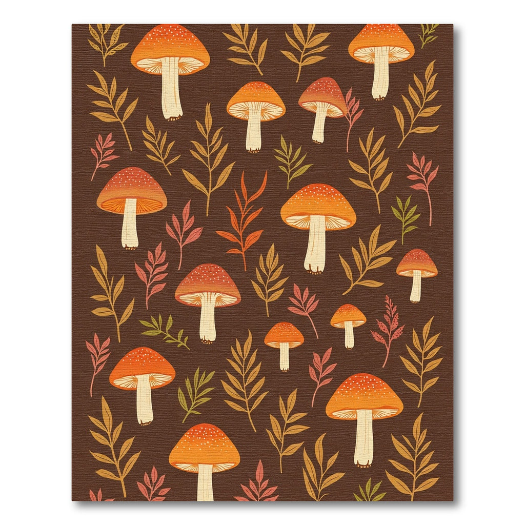 Autumn Mushroom Leafy Meadow Rug