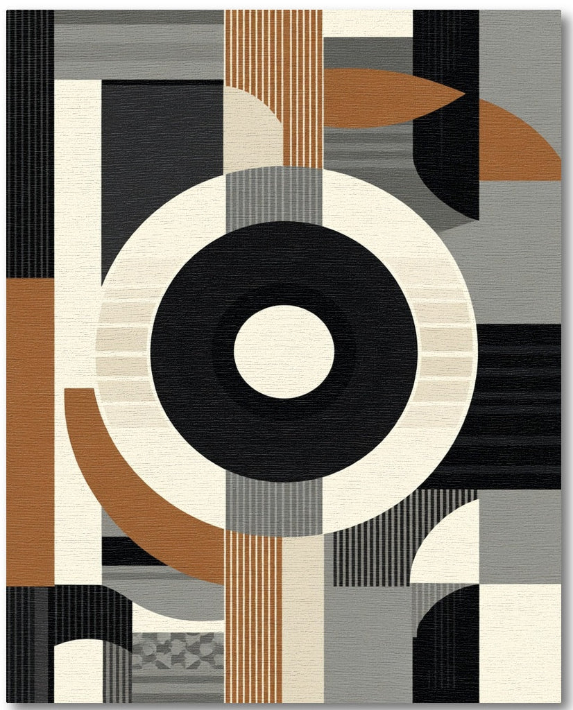 Terracotta Gray Abstract Circles Rug