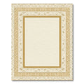Golden Beige Ornate Linear Border Rug
