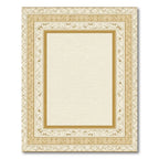 Golden Beige Ornate Linear Border Rug