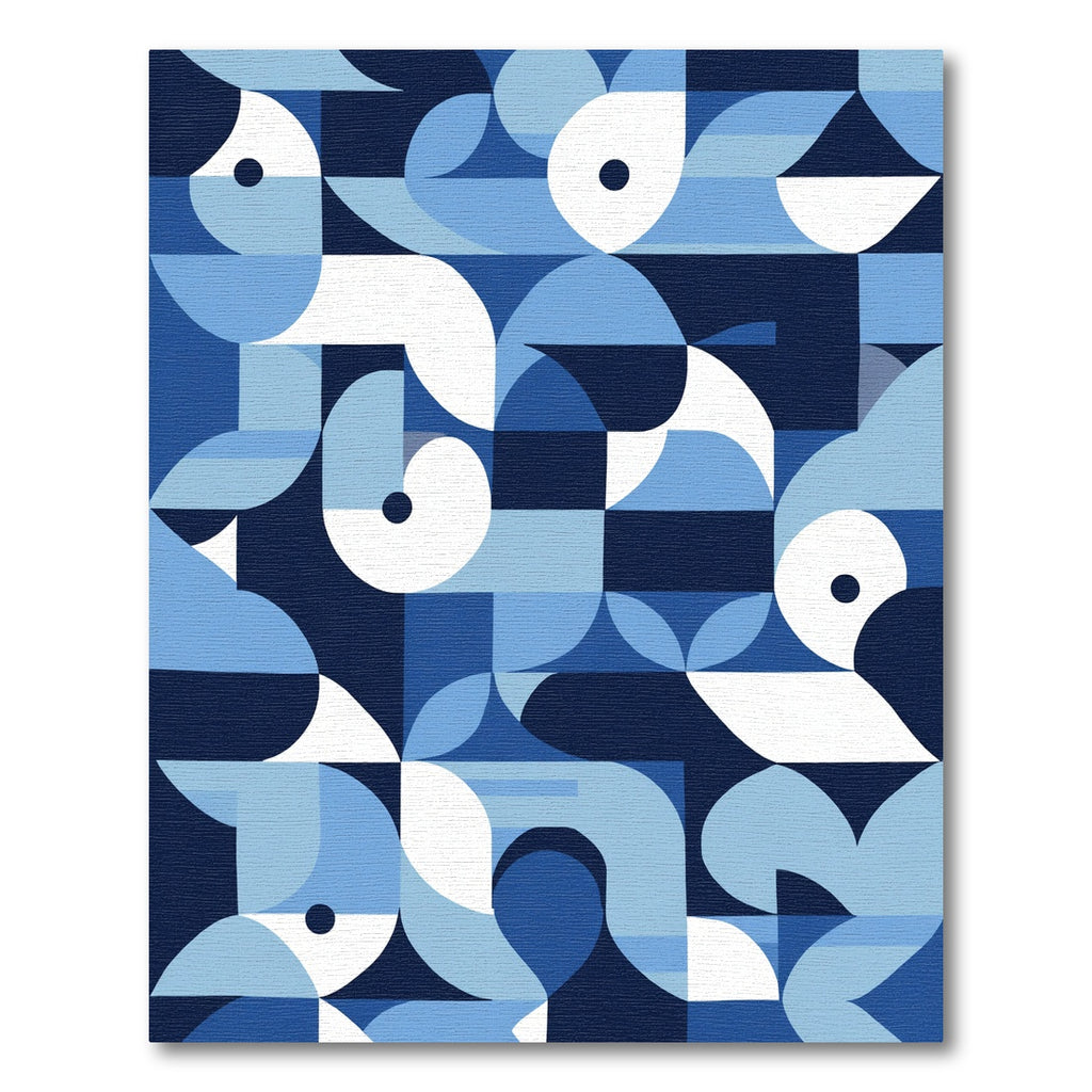 Geometric Blue Abstract Shapes Rug