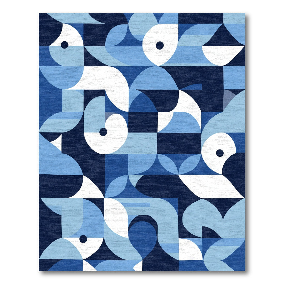 Geometric Blue Abstract Shapes Rug