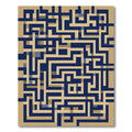 Navy Tan Geometric Maze Rug