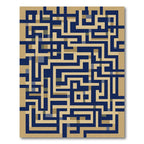 Navy Tan Geometric Maze Rug