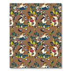 Whimsical Cartoon Creatures Lush Foliage Rug